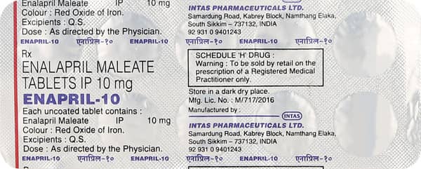 Enapril 10mg Strip Of 10 Tablets