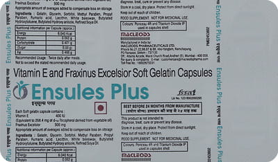 Ensules Plus Strip Of 10 Softgel Capsules (Red)