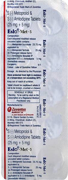 Eslo Met 5mg Strip Of 10 Tablets
