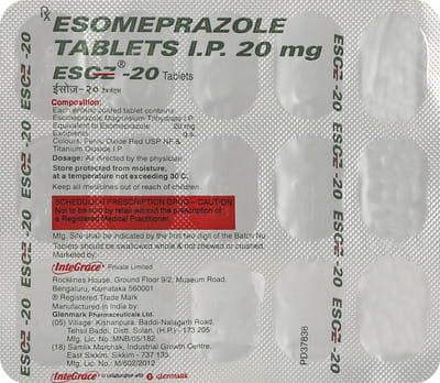 Esoz 20mg Strip Of 15 Tablets