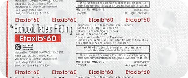 Etoxib 60mg Strip Of 10 Tablets