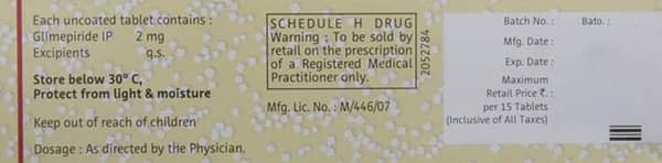 Euglim 2Mg Strip Of 15 Tablets