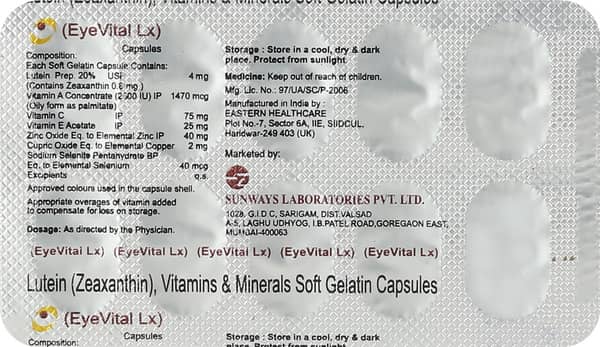 Eyevital Lx Strip Of 10 Softgel Capsules