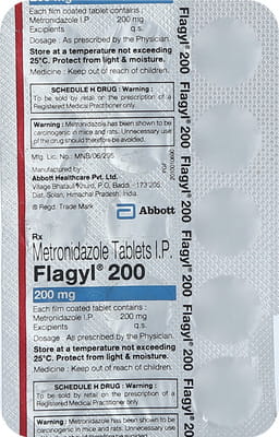 Flagyl 200mg Strip Of 15 Tablets
