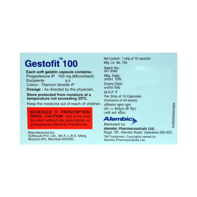 Gestofit 100mg Strip Of 10 Oral/Vaginal/Rectal Capsules