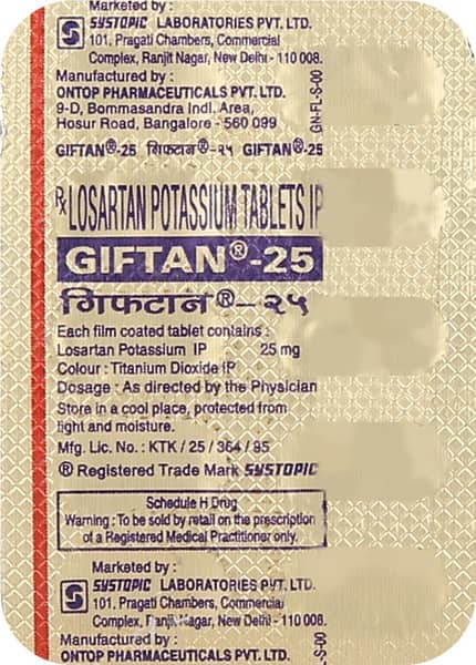 Giftan 25Mg Strip Of 10 Tablets