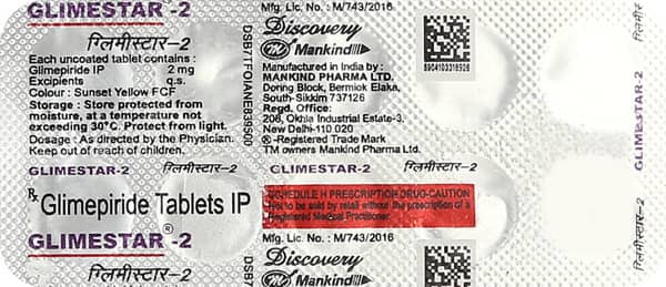 Glimestar 2mg Strip Of 10 Tablets