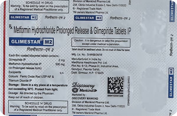 Glimestar M 2Mg Strip Of 10 Tablets