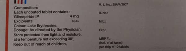 Glimiprex 4Mg Strip Of 10 Tablets