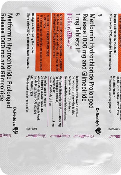 Glimy M 1mg Forte Strip Of 10 Tablets