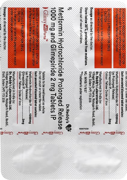 Glimy M2 Forte Strip Of 10 Tablets