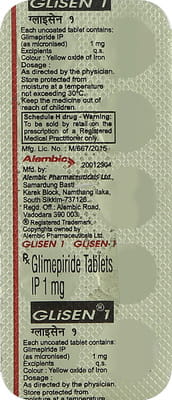 Glisen 1mg Strip Of 10 Tablets