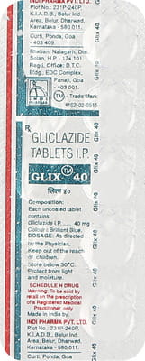 Glix 40mg Strip Of 10 Tablets