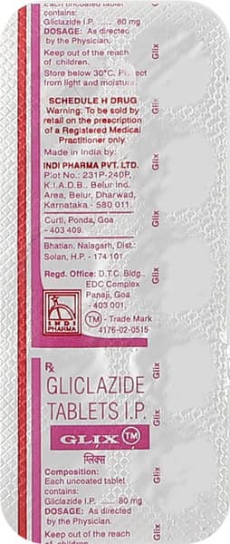 Glix 80Mg Strip Of 10 Tablets