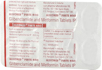 Glucored Forte 850mg Strip Of 10 Tablets