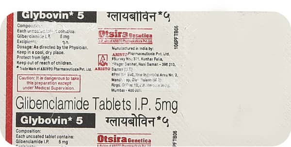 Glybovin 5Mg Strip Of 10 Tablets