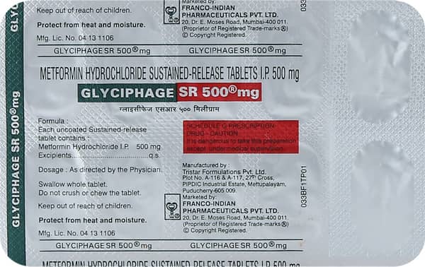 Glyciphage SR 500mg Tablet