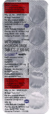 Glycomet 500mg Strip Of 10 Tablets