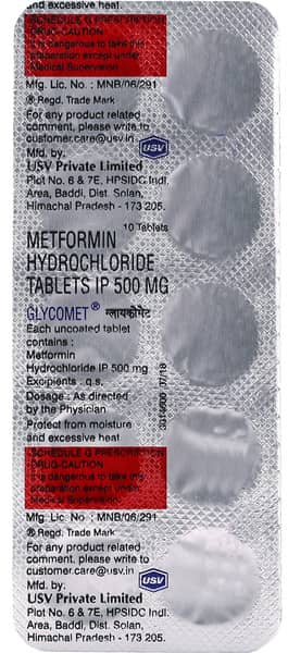 Glycomet 500Mg Strip Of 10 Tablets