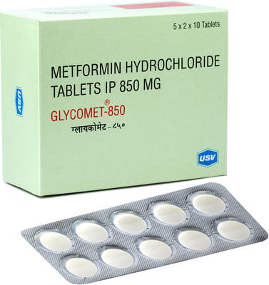 Glycomet 850mg Strip Of 10 Tablets