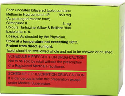 Glycomet Gp 3/850mg Strip Of 10 Tablets