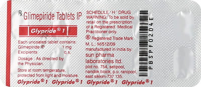 Glypride 1mg Strip Of 10 Tablets
