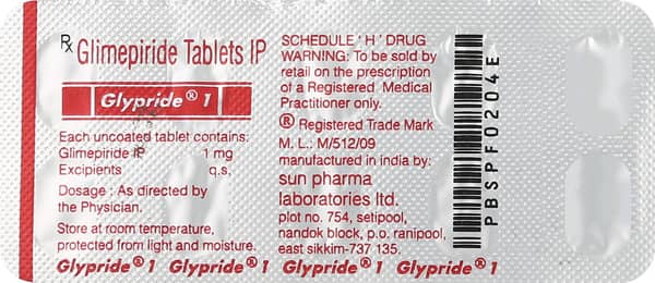 Glypride 1mg Strip Of 10 Tablets