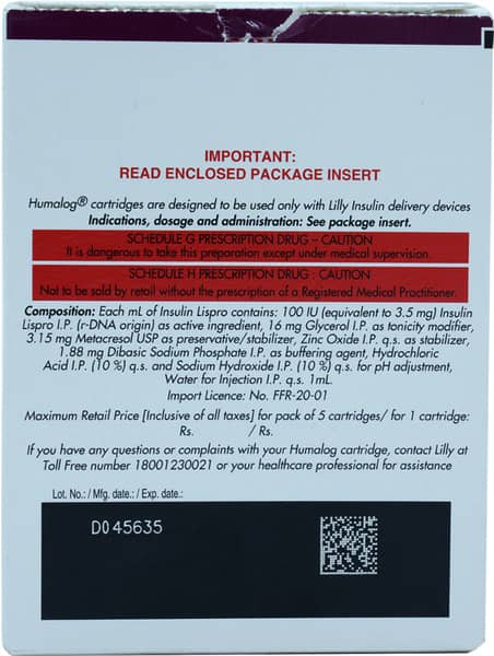 HUMALOG SOLUTION FOR INJECTION 3ML