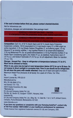 Humalog Mix 50mg Kwikpen Pre Filled Pen Of 3ml Suspension For Injection