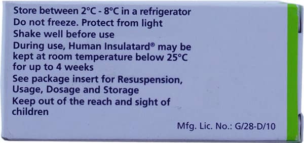 Human Insulatard 40iu Vial Of 10ml Suspension For Injection