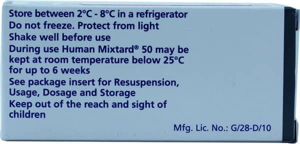 Human Mixtard 50 40IU/ml Suspension For Injection
