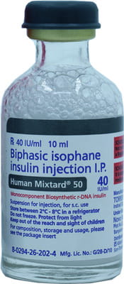 Human Mixtard 50/50 40iu Vial Of 10ml Suspension For Injection