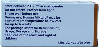 Human Mixtard 30/70 40iu Vial Of 10ml Suspension For Injection
