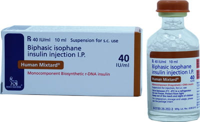Human Mixtard 30/70 40iu Vial Of 10ml Suspension For Injection