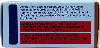 Human Mixtard 30/70 40iu Vial Of 10ml Suspension For Injection