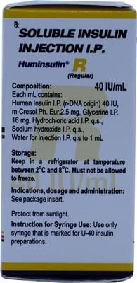 Huminsulin R 40iu Vial Of 10ml Solution For Injection