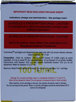 Huminsulin R 100iu Cartridges Of 3ml Solution For Injection