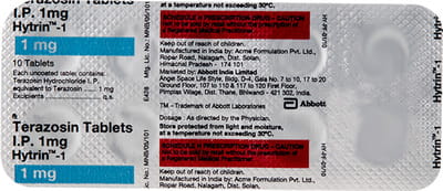 Hytrin 1mg Strip Of 10 Tablets