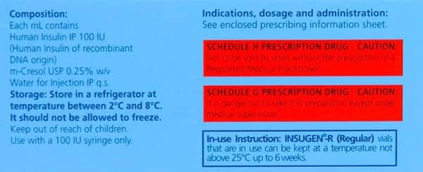 Insugen R 100Iu Vial Of 10Ml Injection