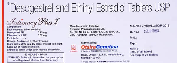 Intimacy Plus 2mg Strip Of 21 Tablets