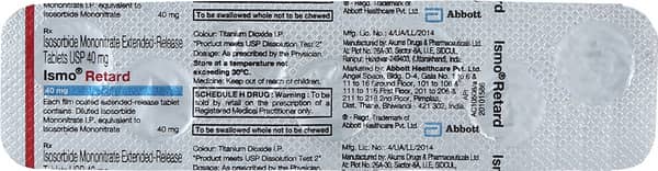 Ismo Retard 40mg Strip Of 7 Tablets