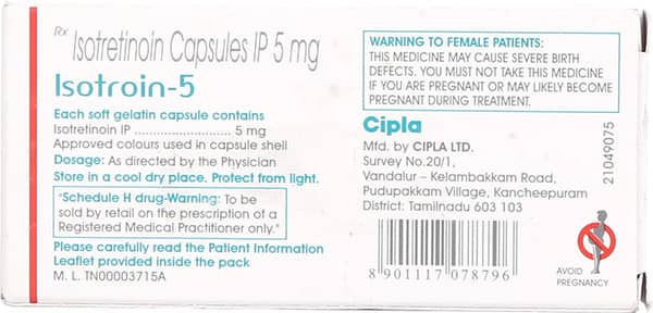Isotroin 5mg Strip Of 10 Softgel Capsules