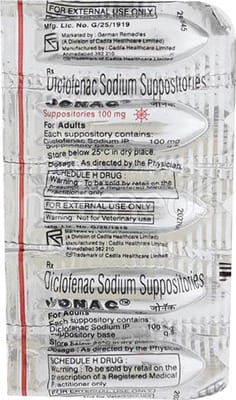 Jonac Adult 100mg Suppos