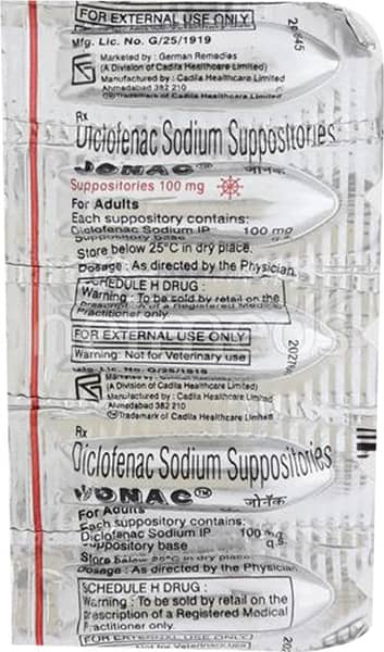 Jonac Adult 100mg Suppos