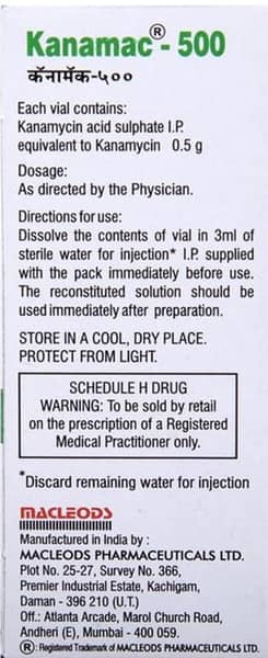 Kanamac 500mg Dry Vial Of 1 Powder For Injection