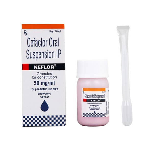 Keflor 50mg Strawberry Flavour Bottle Of 10ml Suspension