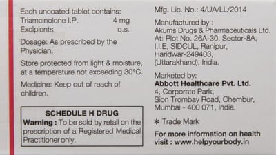 Kenacort 4mg Strip Of 10 Tablets