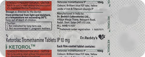 Ketorol 10mg Strip Of 10 Tablets