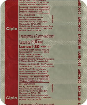 Lanzol 30mg Strip Of 10 Capsules