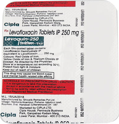 Levoquin 250mg Strip Of 5 Tablets
